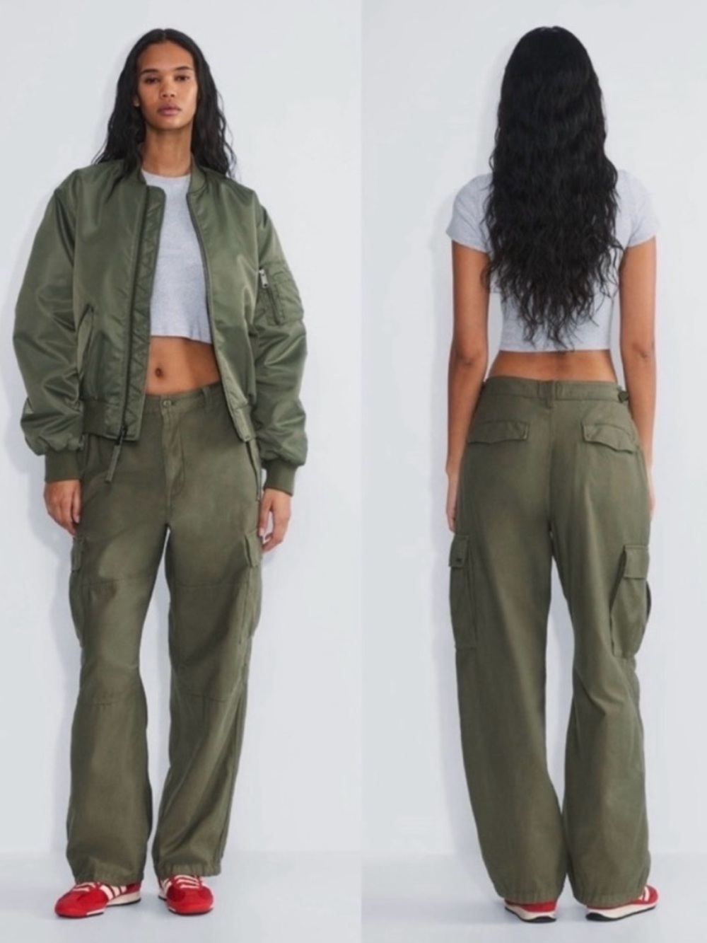 TNA Aritzia Olive Green Cargo Pants